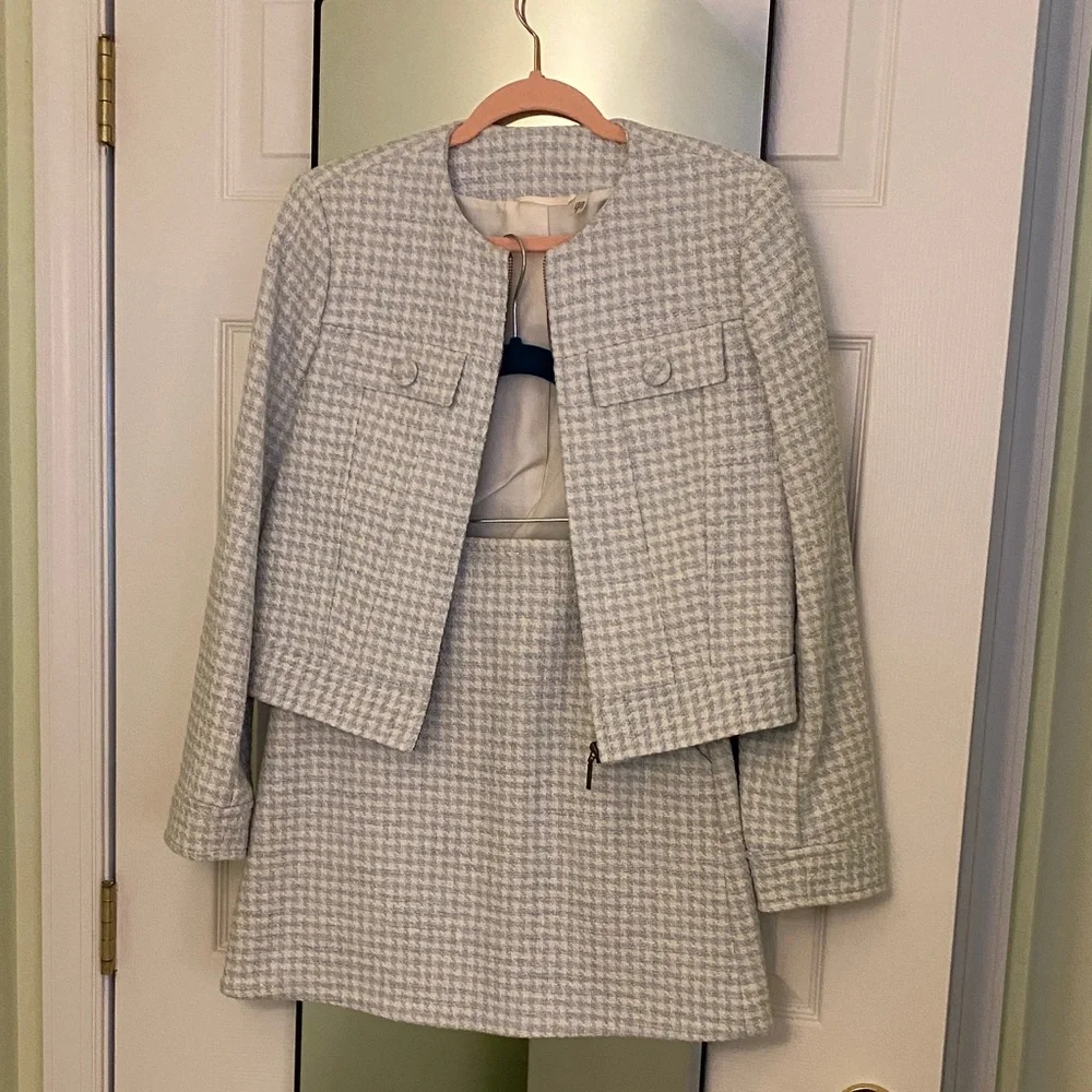 And Other Stories Tweed Houndstooth Jacket & Skirt Set - Picture 1 of 5
